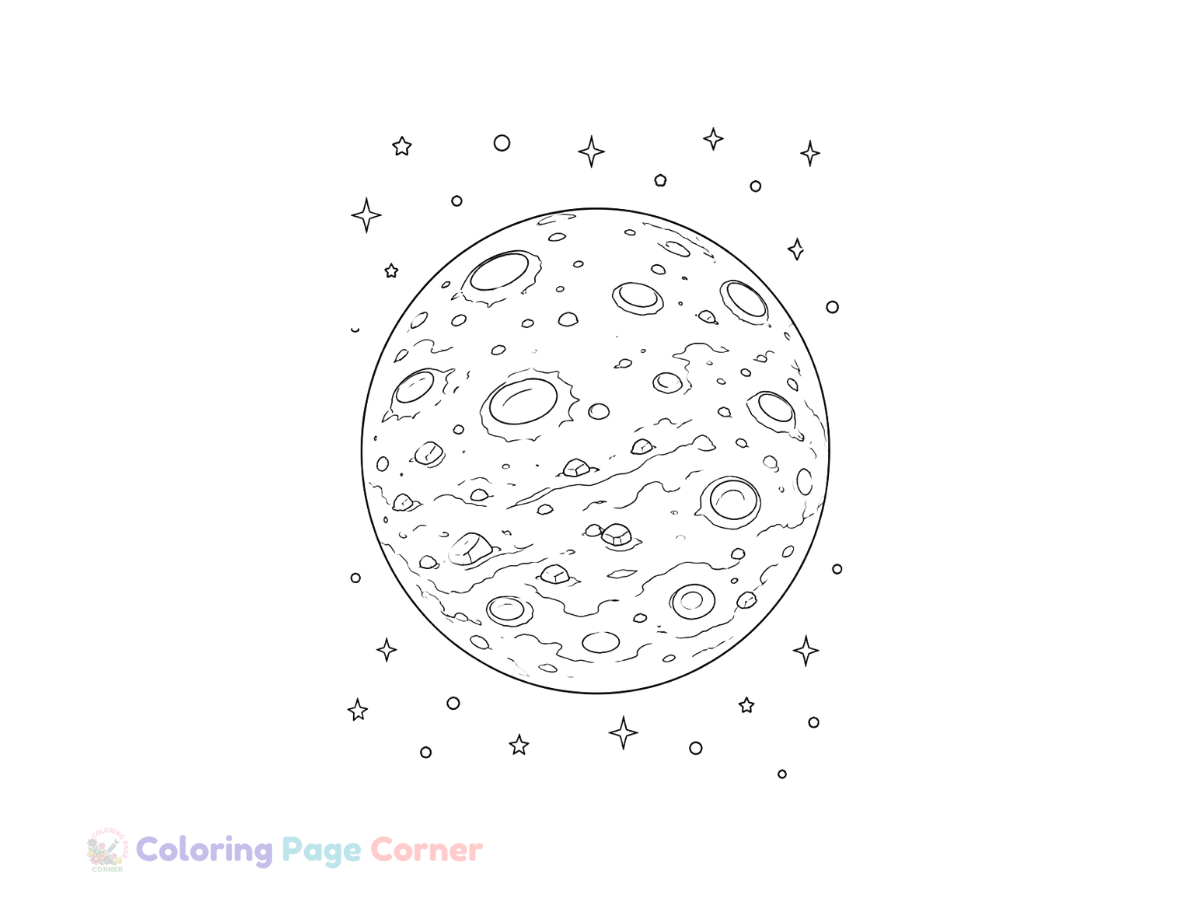 Printable Mars the Red Planet Coloring Page outline