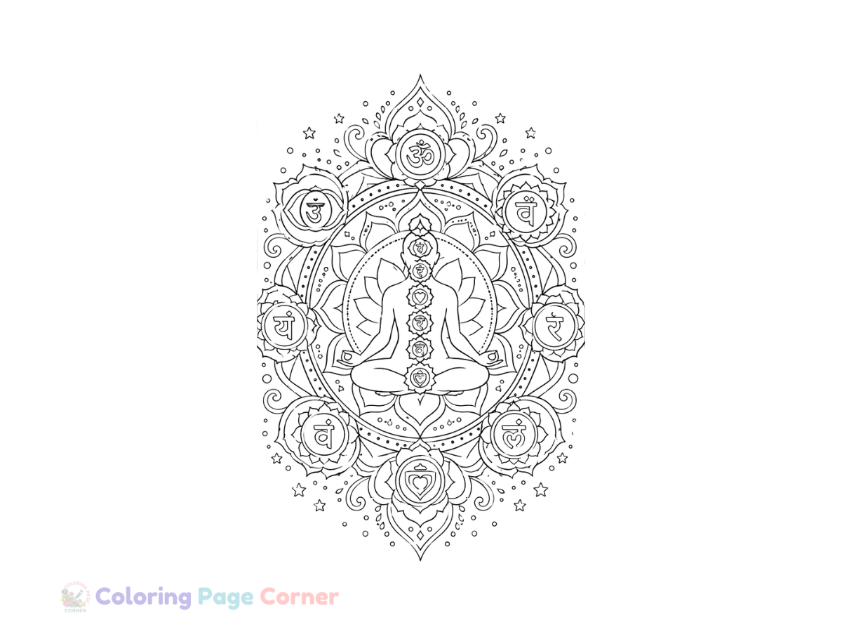 Chakra Mandala Coloring Page for Kids outline