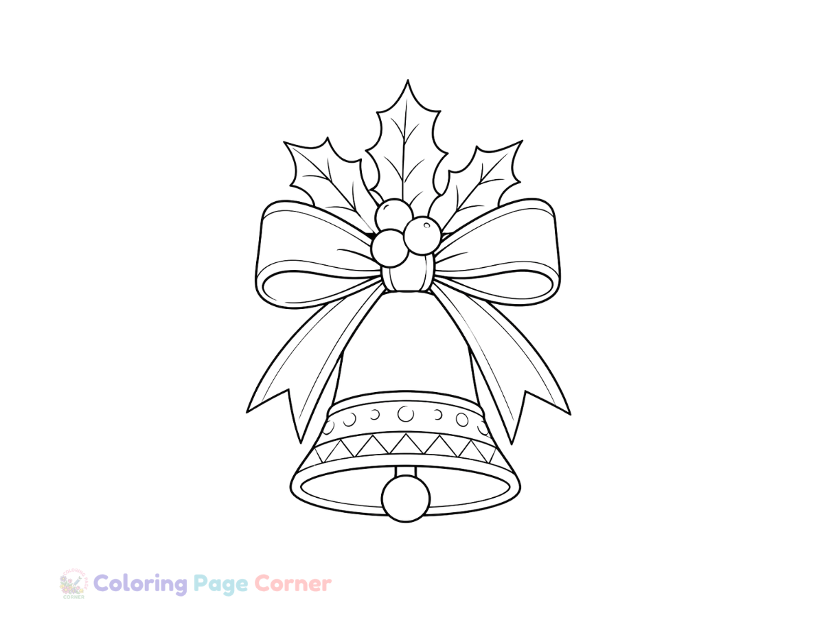 Holiday Bell Decoration Coloring Page for Kids outline