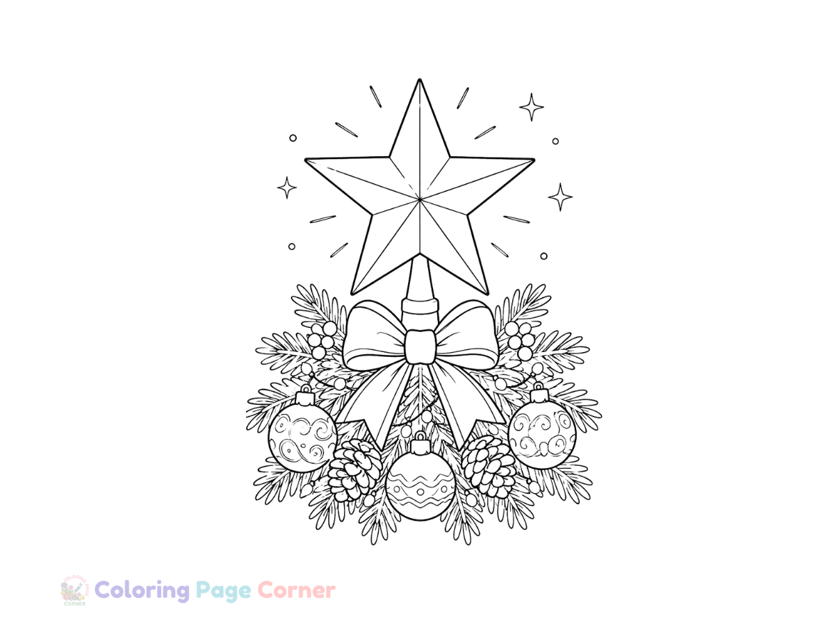 Holiday Star Topper Coloring Page outline