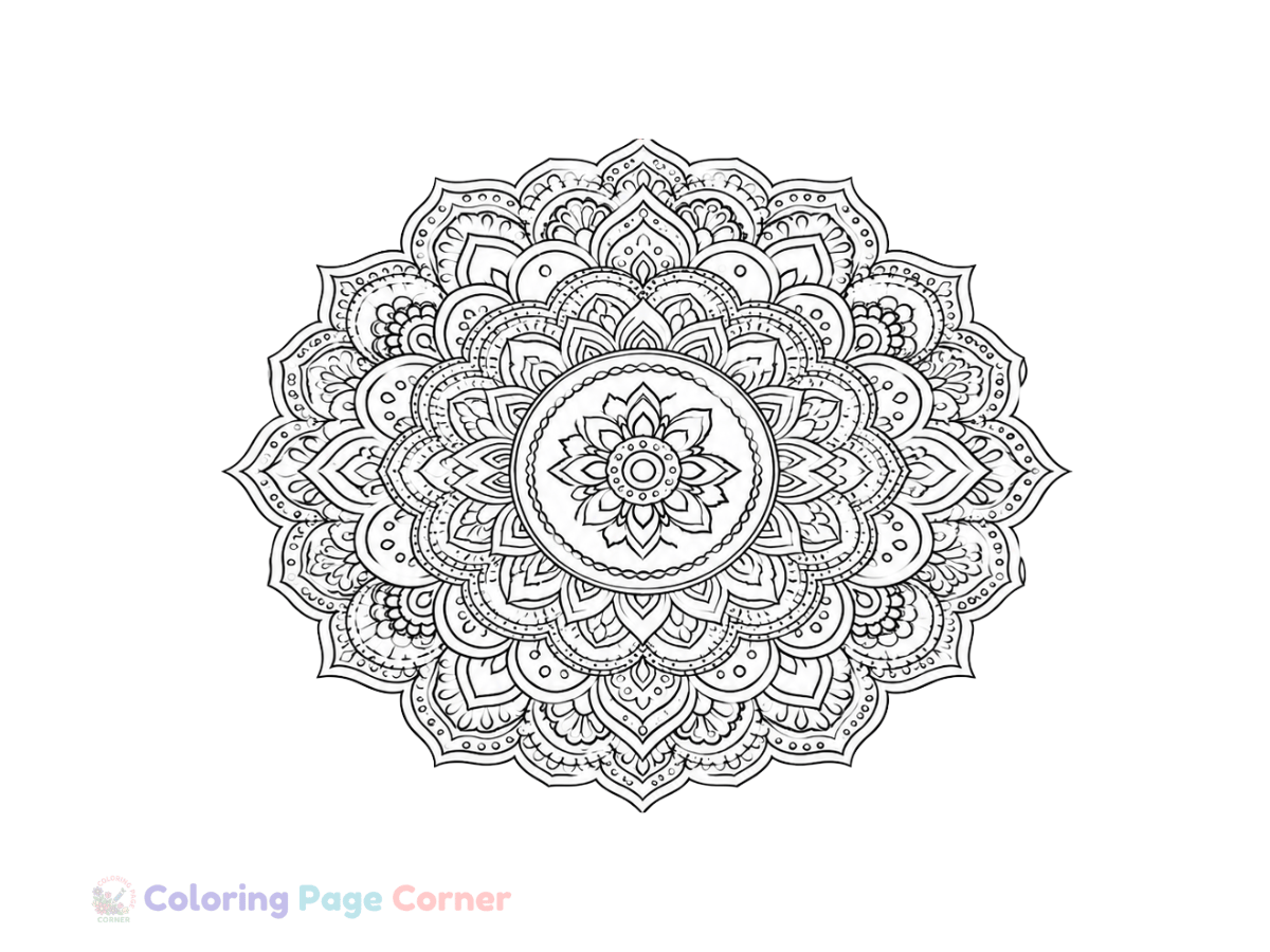 Free Intricate Lace Mandala Coloring Page outline
