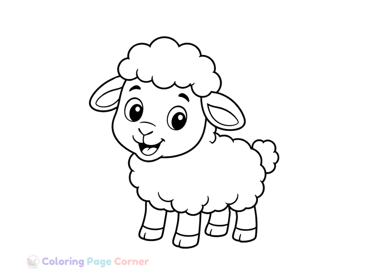 Printable Woolly Sheep Coloring Page outline