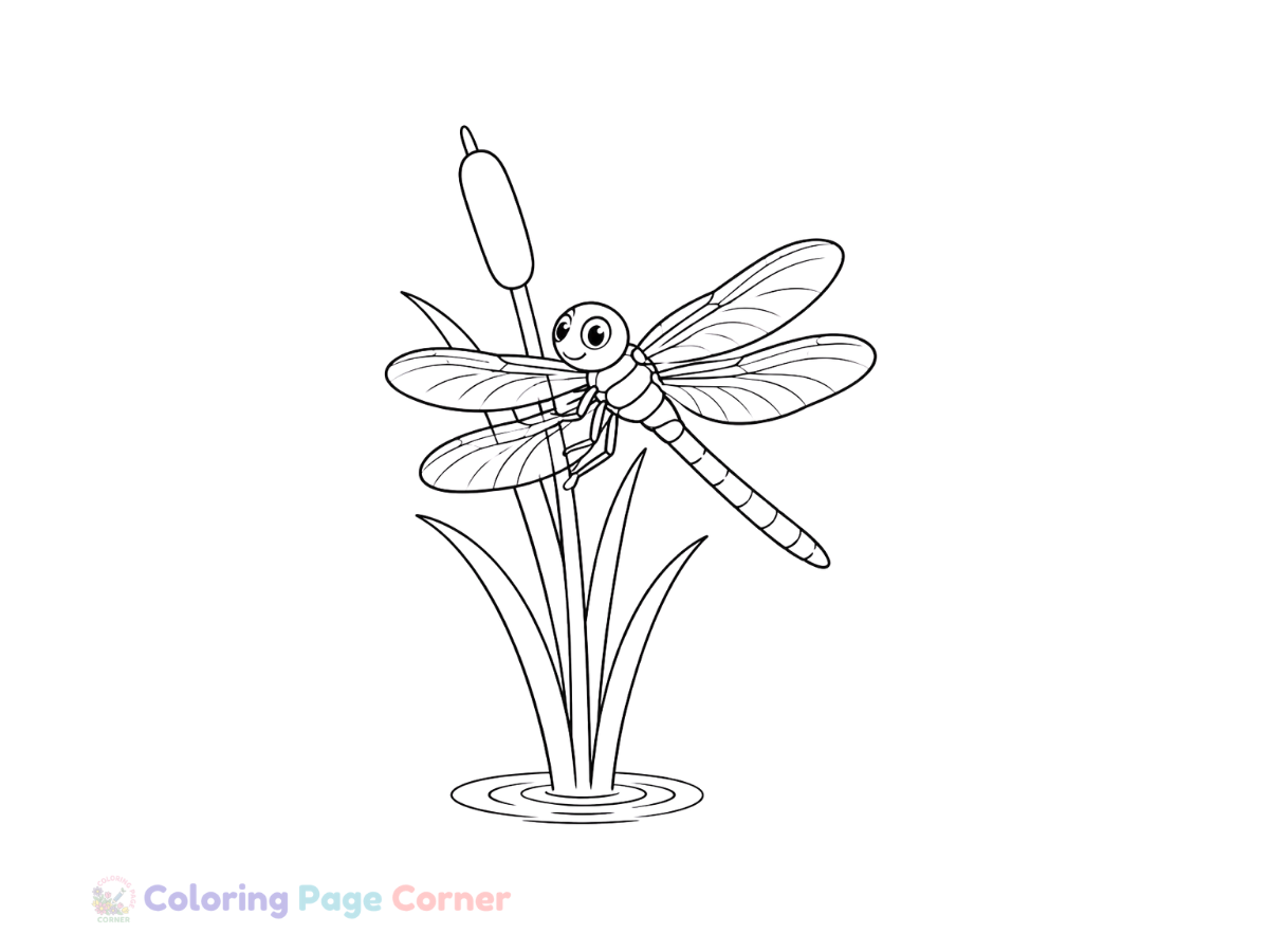 Printable Sparkling Dragonfly Coloring Page outline
