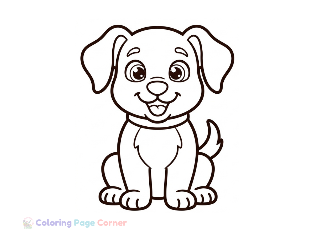 Golden Retriever Puppy Coloring Page outline