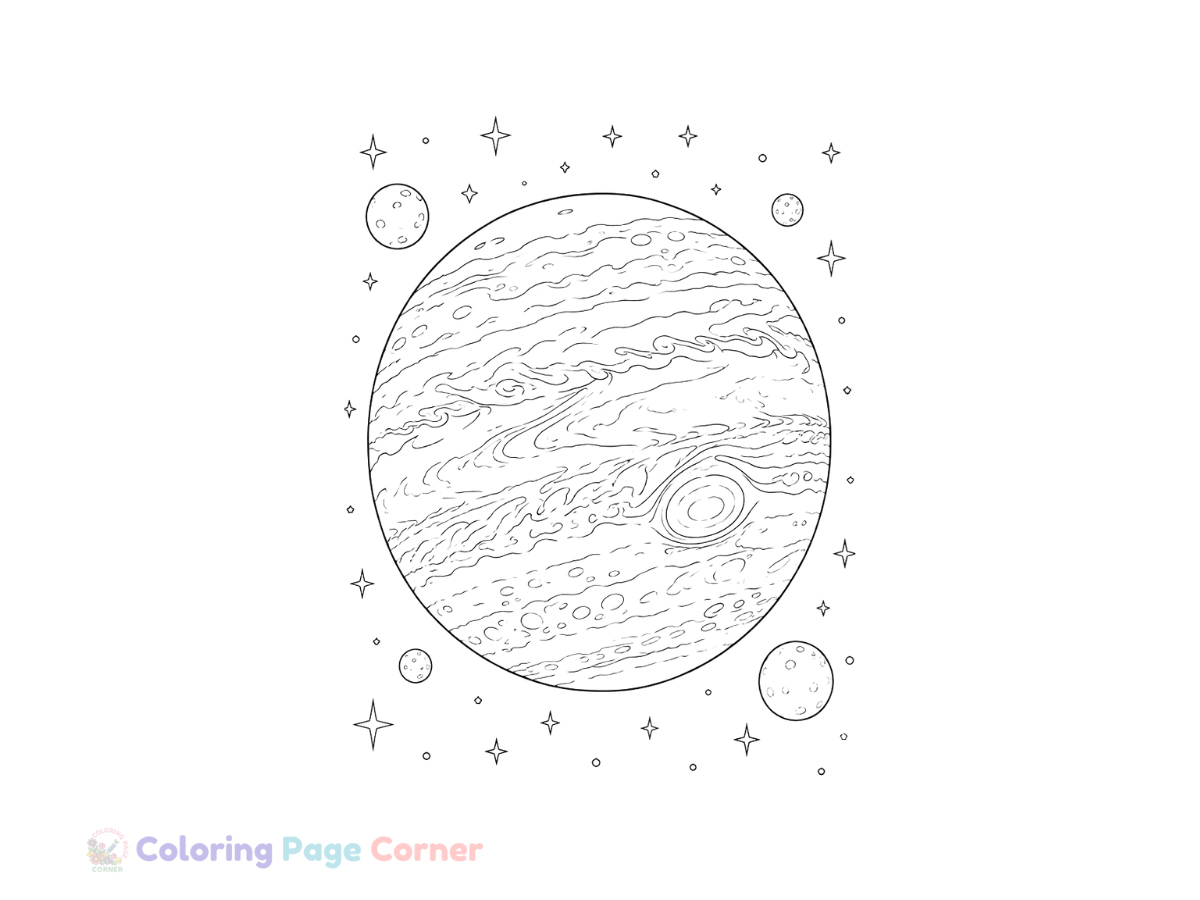 Jupiter the Giant Planet Coloring Page outline