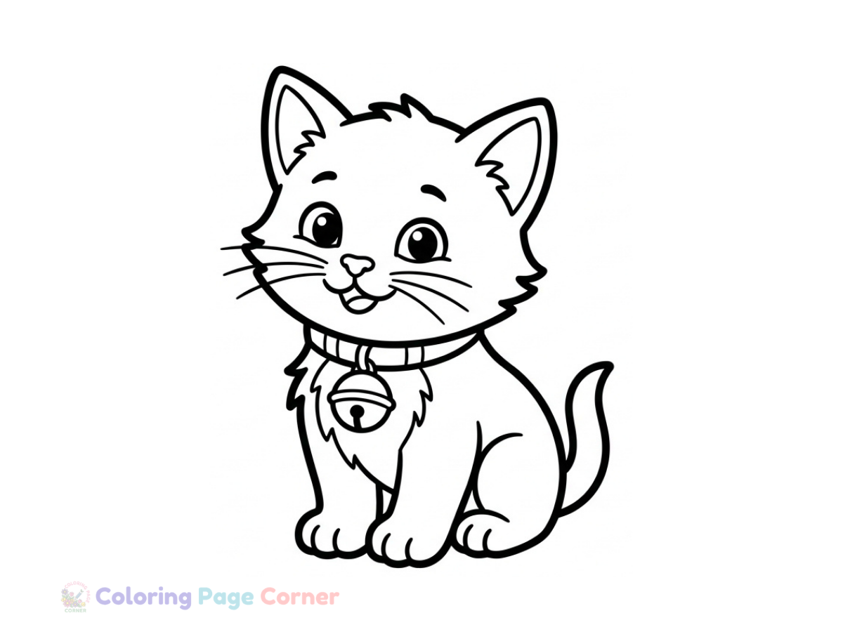 Free Playful Kitten Coloring Page outline