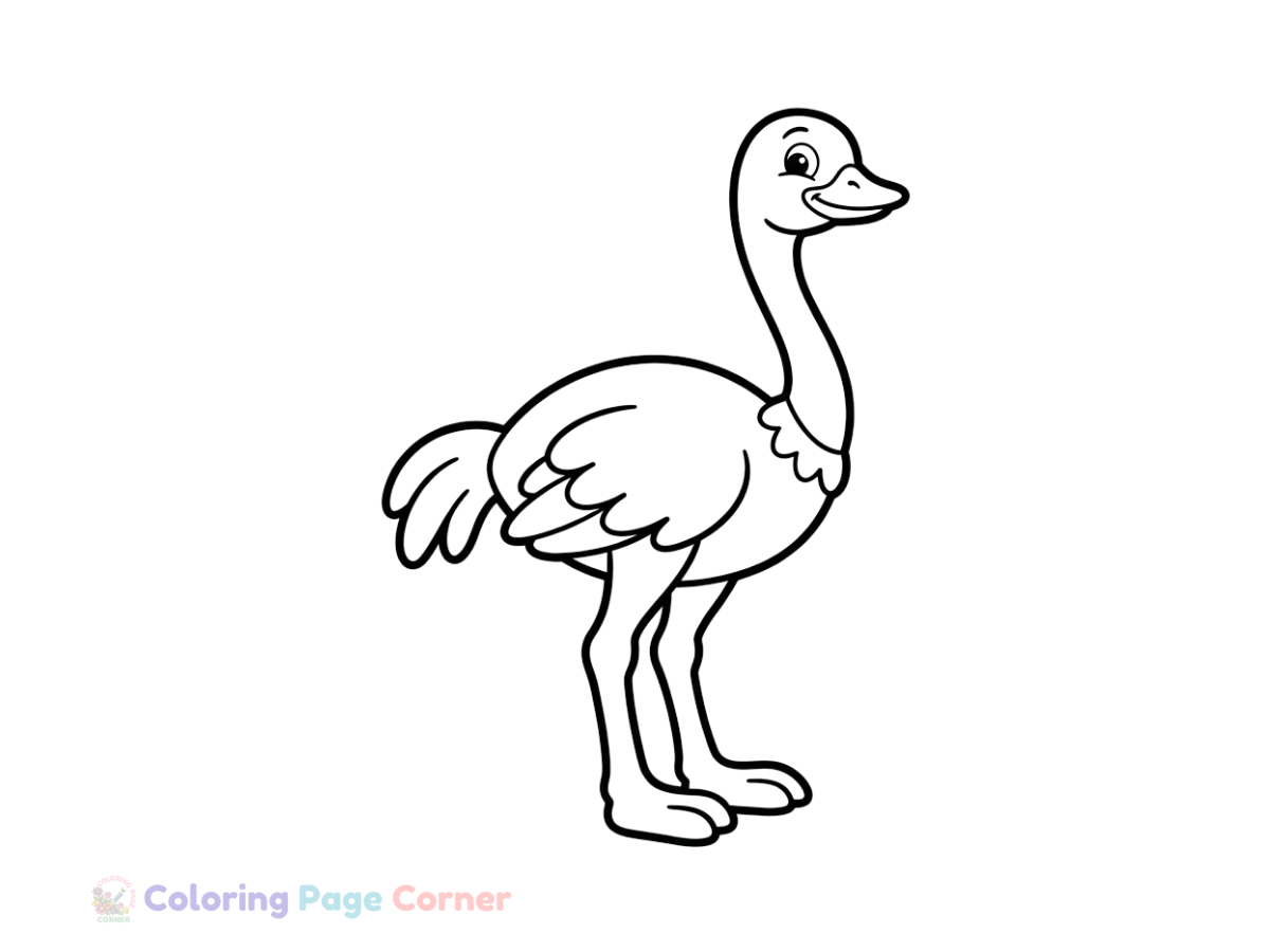 Printable Ostrich Running on the Plains Coloring Page outline