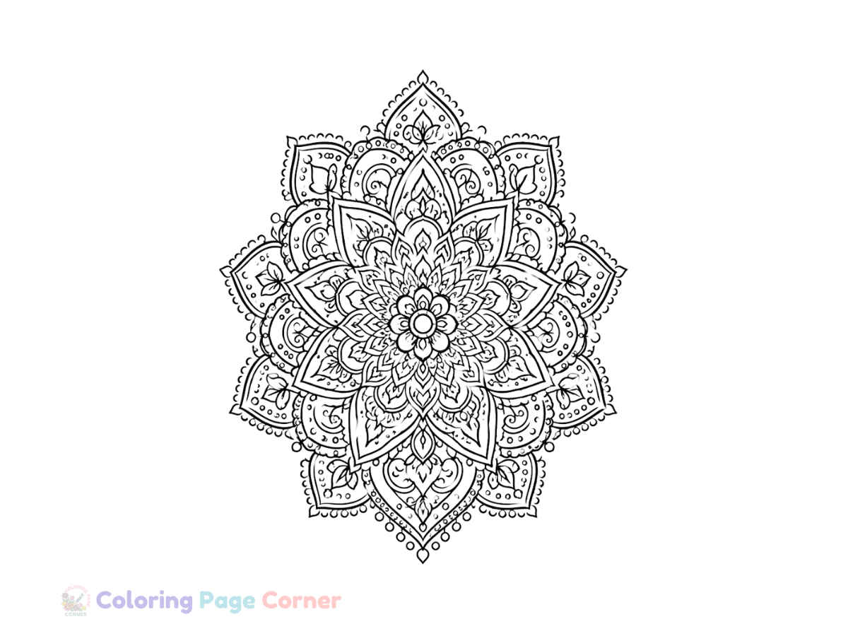 Henna Style Mandala Coloring Page for Kids outline