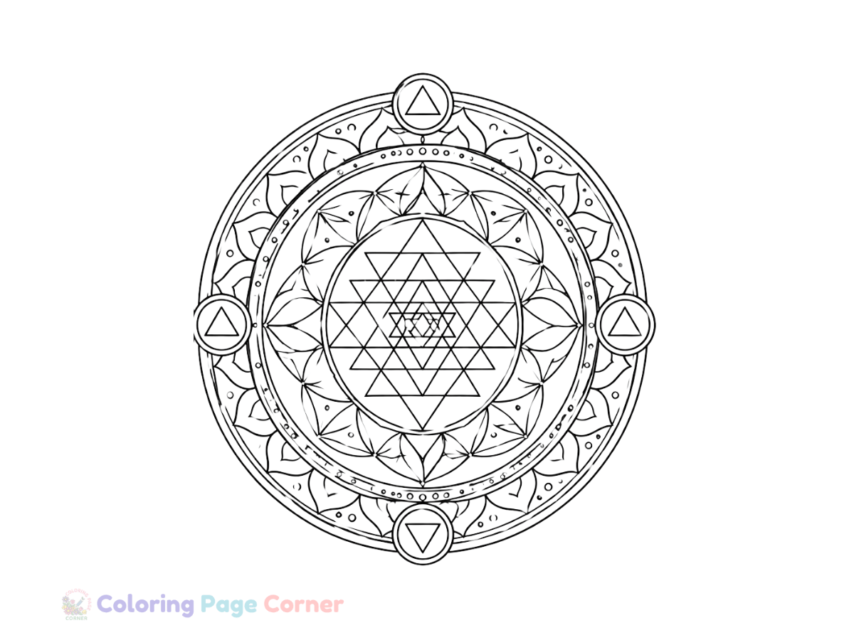 Sacred Geometry Mandala Coloring Page for Kids outline
