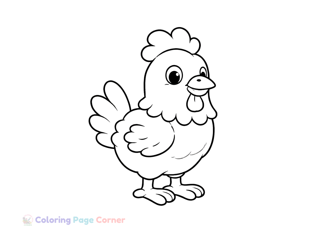 Farm Chicken Coloring Page for Kids outline