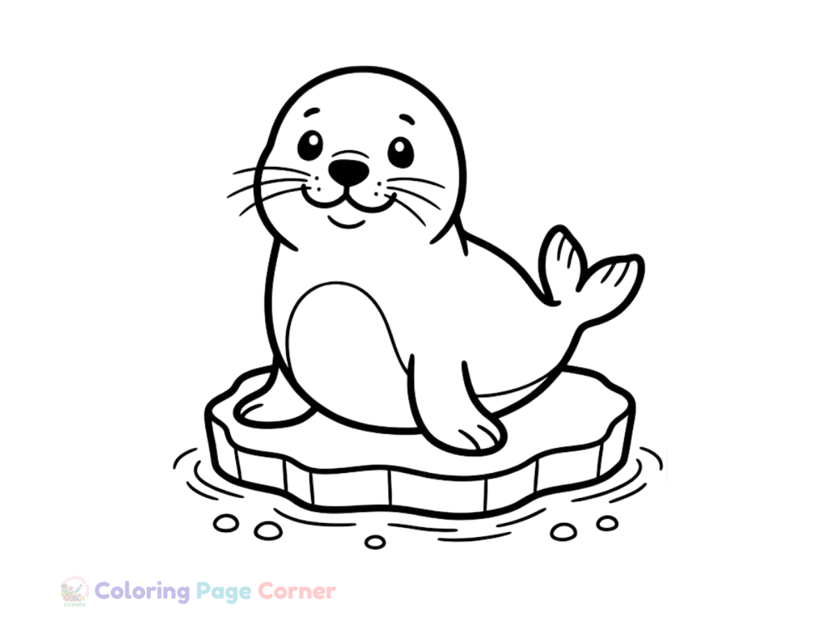 Seal Playing on the Rocks Coloring Page outline
