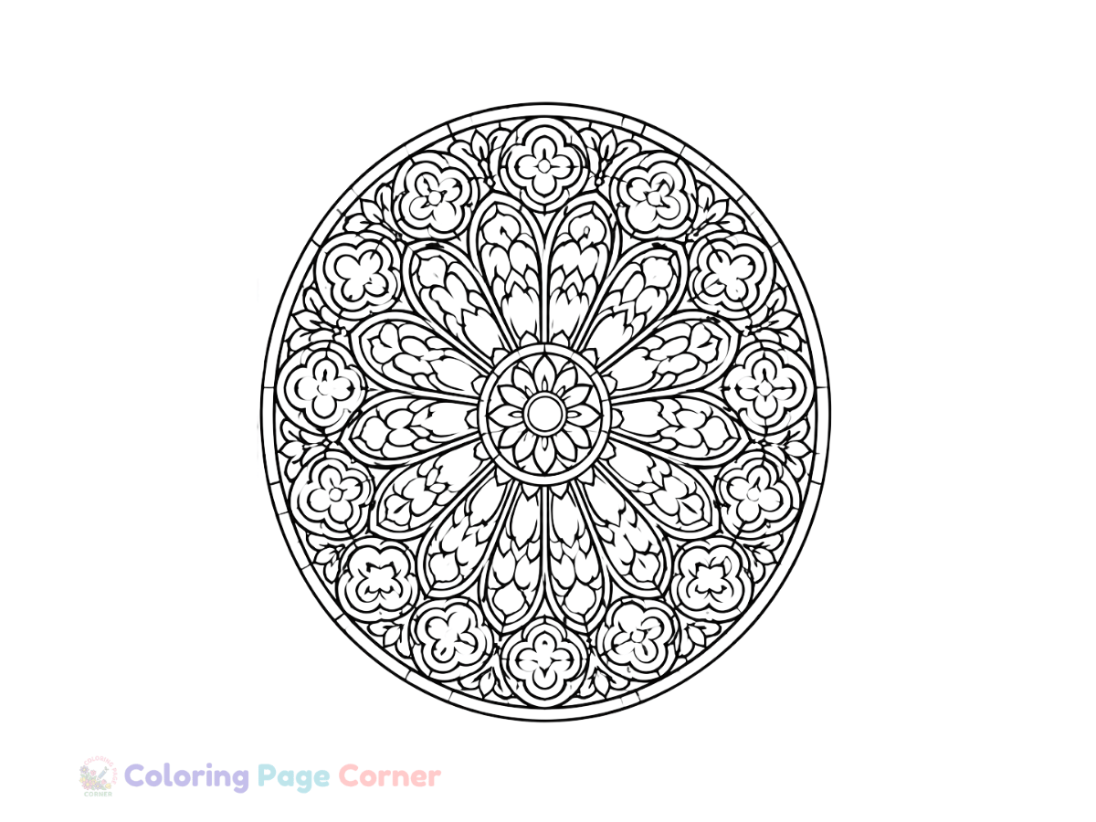 Printable Feather Mandala Coloring Page outline