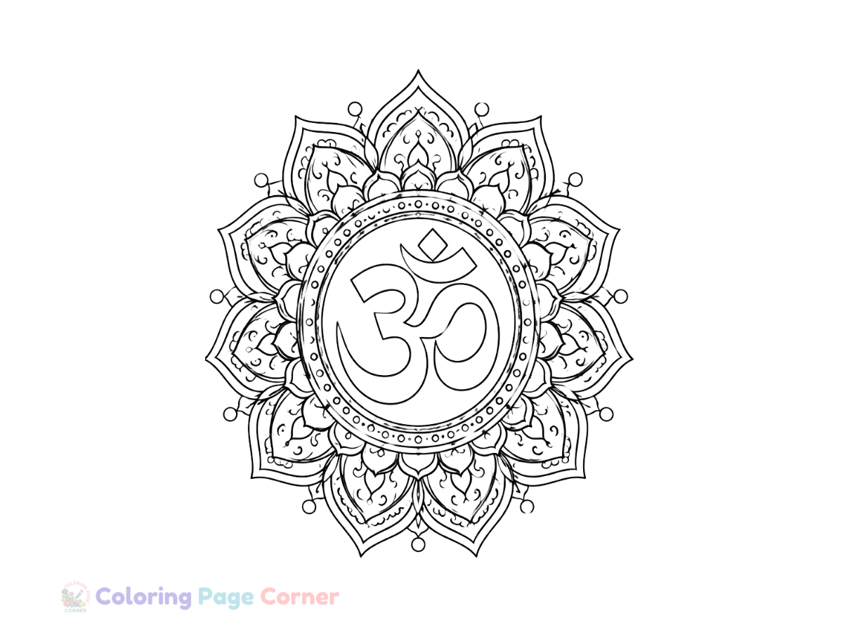 Free Om Symbol Mandala Coloring Page outline