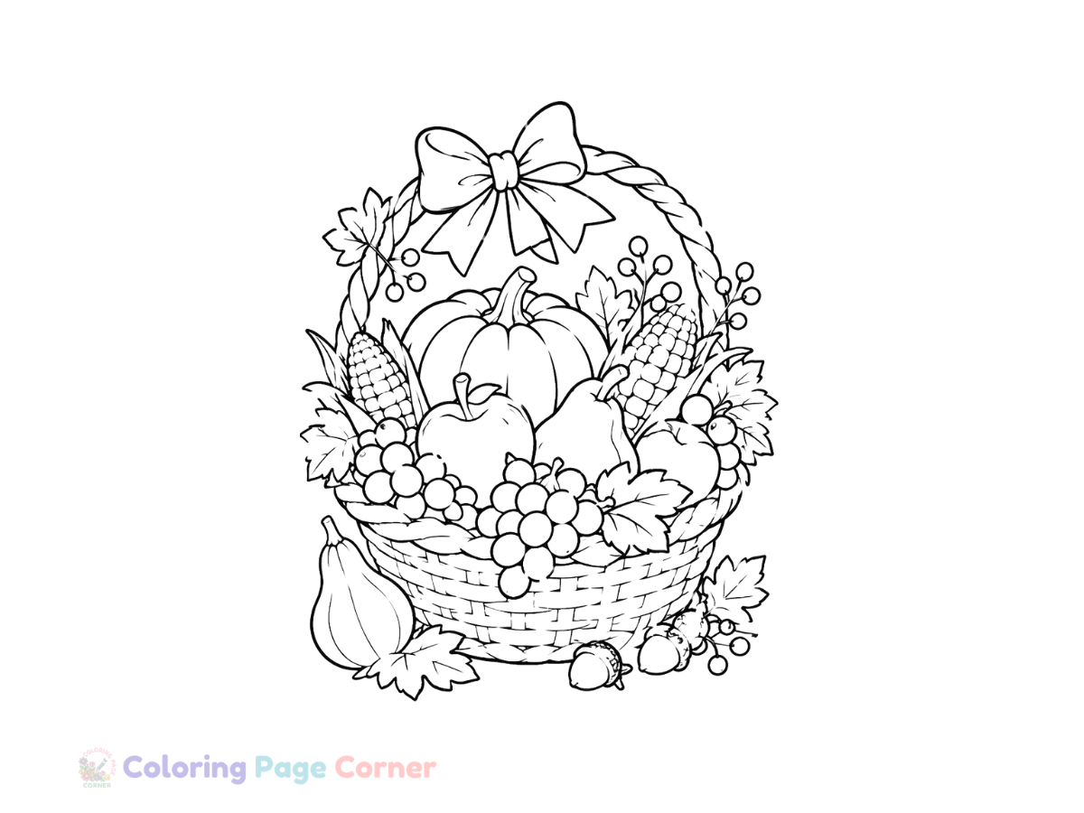 Harvest Festival Basket Coloring Page outline