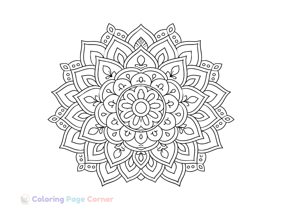 Floral Mandala Coloring Page outline