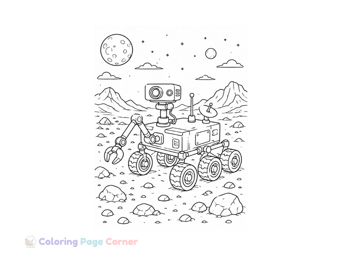 Free Robot Explorer on Mars Coloring Page outline