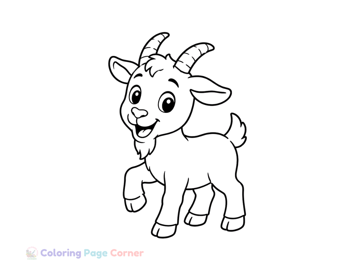 Goat on a Hill Coloring Page for Kids outline