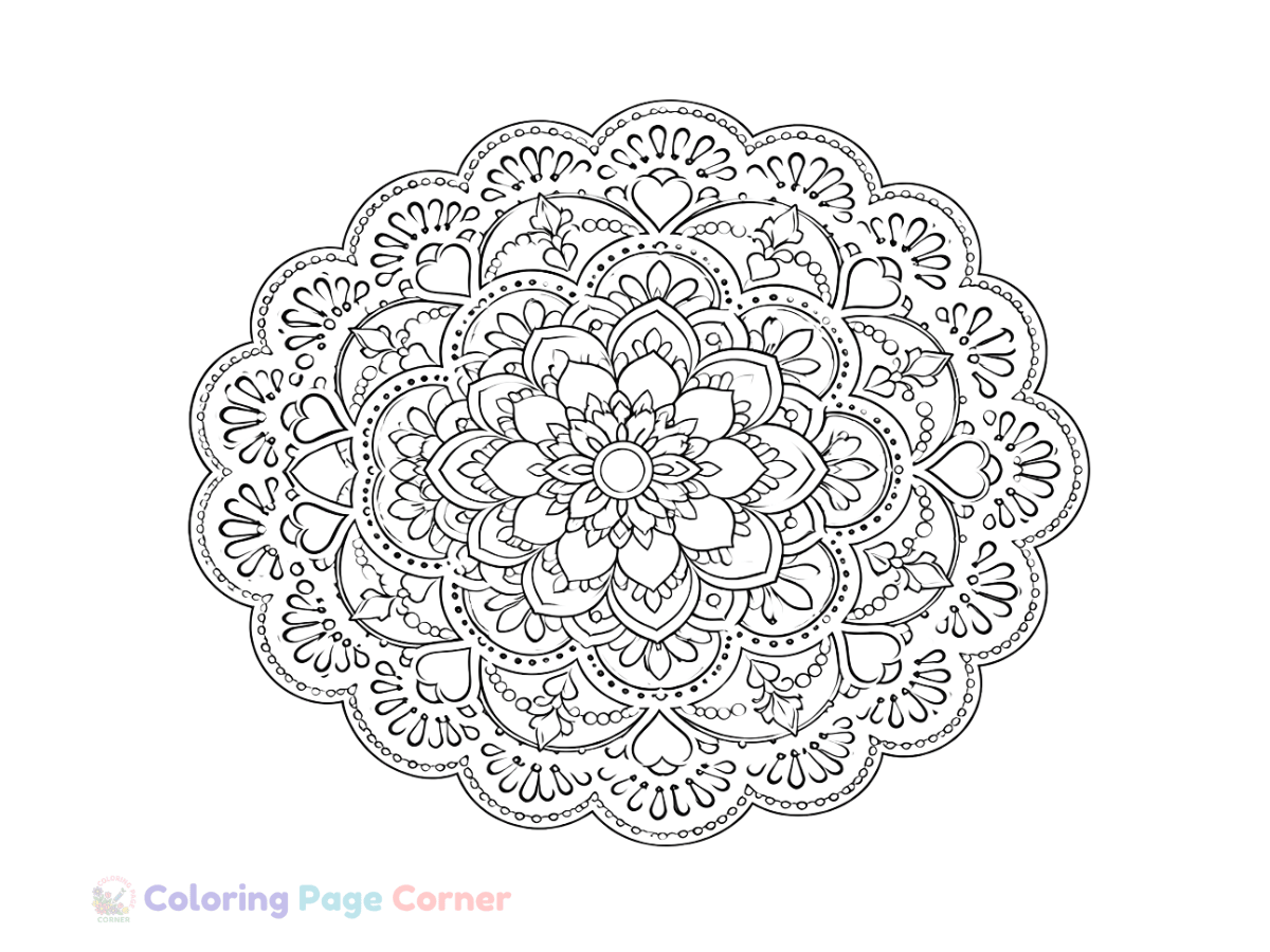 Lace Doily Mandala Coloring Page for Kids outline