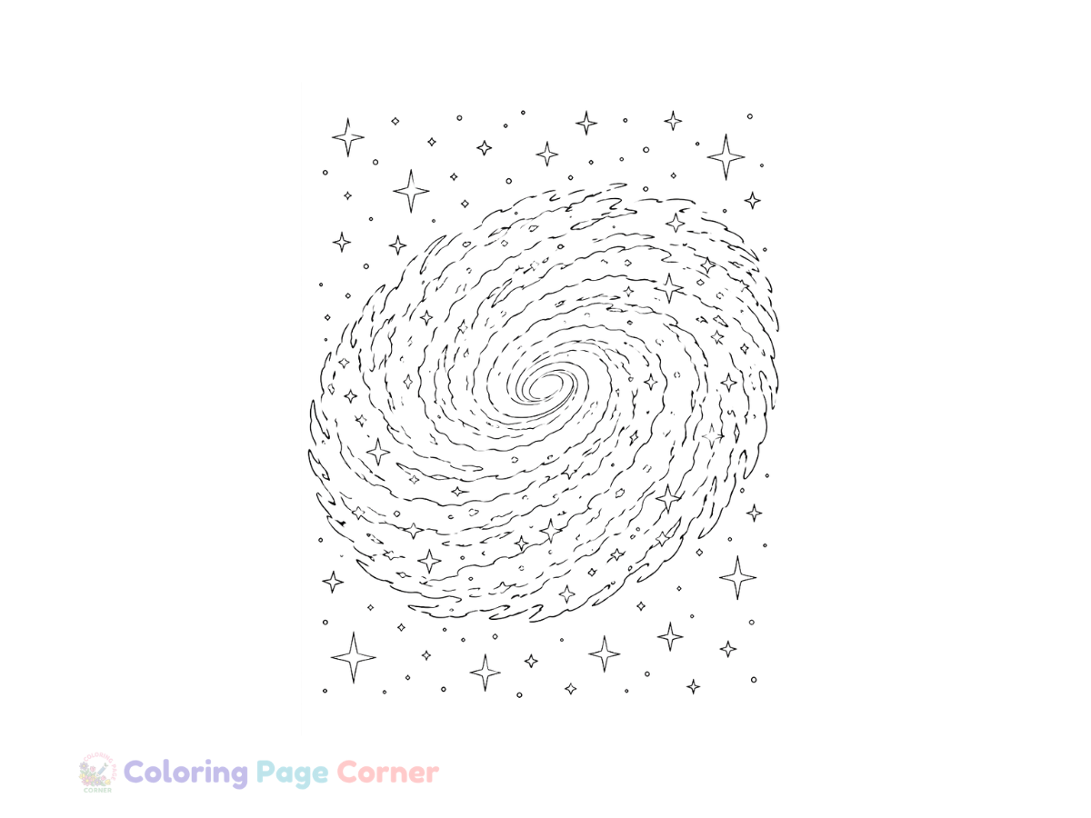 Printable Spiral Galaxy Coloring Page outline