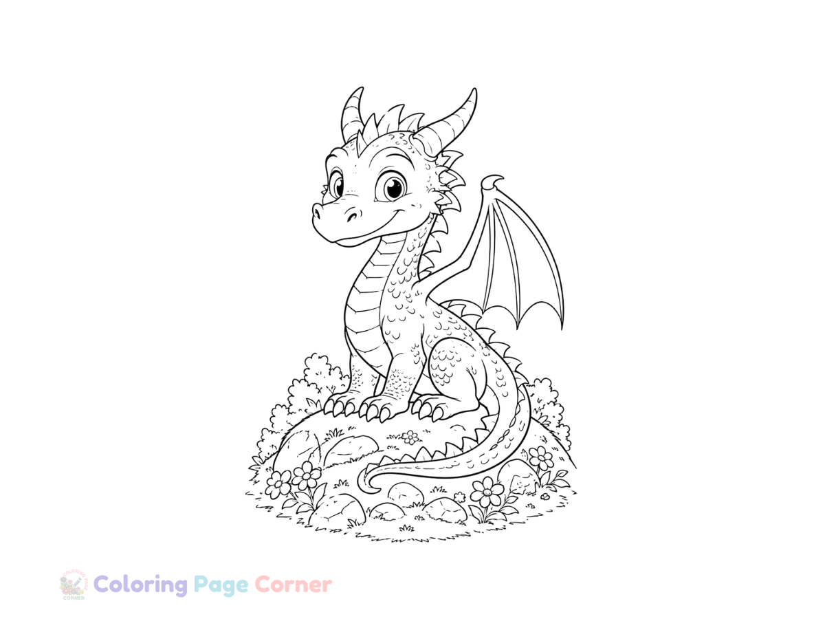 Friendly Dragon Coloring Page outline