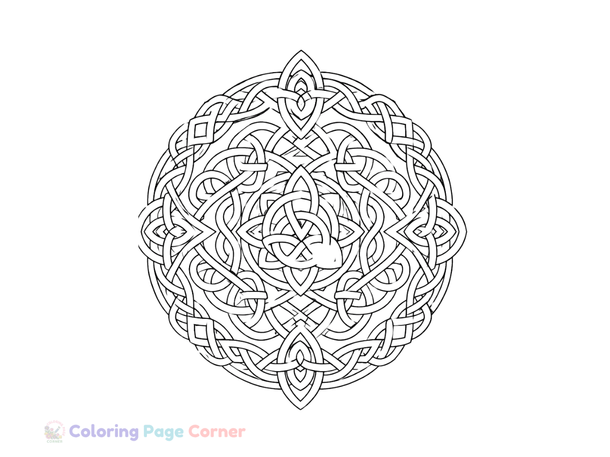 Celtic Knot Mandala Coloring Page for Kids outline
