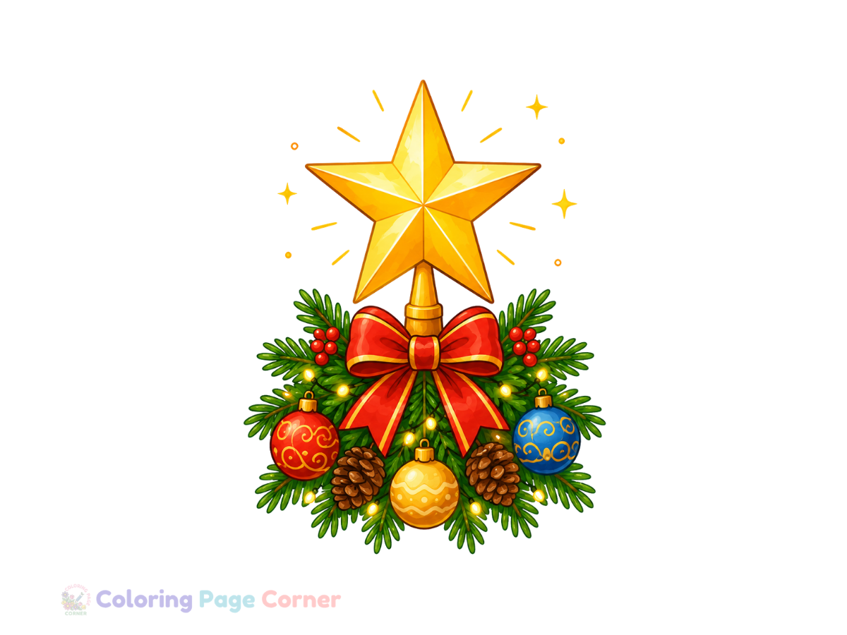 Holiday Star Topper Coloring Page