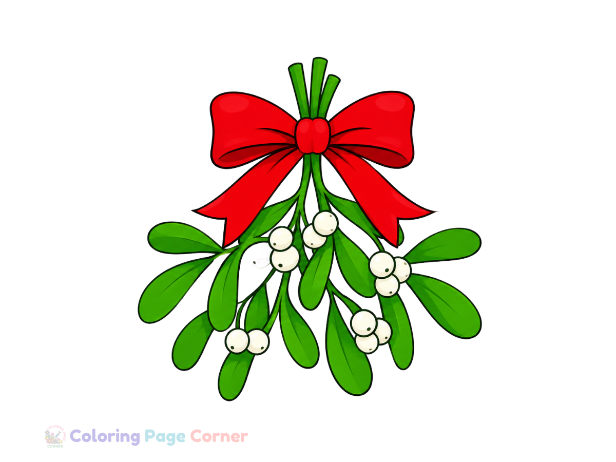 Free Holiday Mistletoe Coloring Page