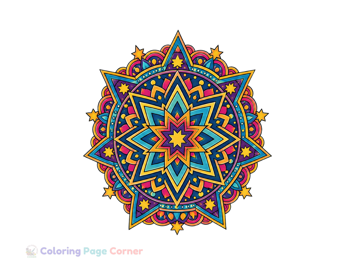 Printable Star Mandala Coloring Page
