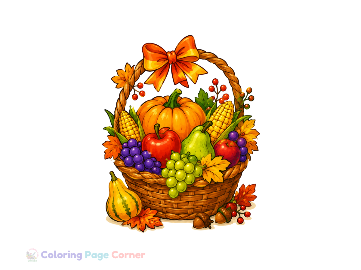 Harvest Festival Basket Coloring Page