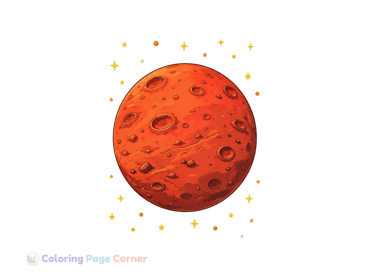 Printable Mars the Red Planet Coloring Page
