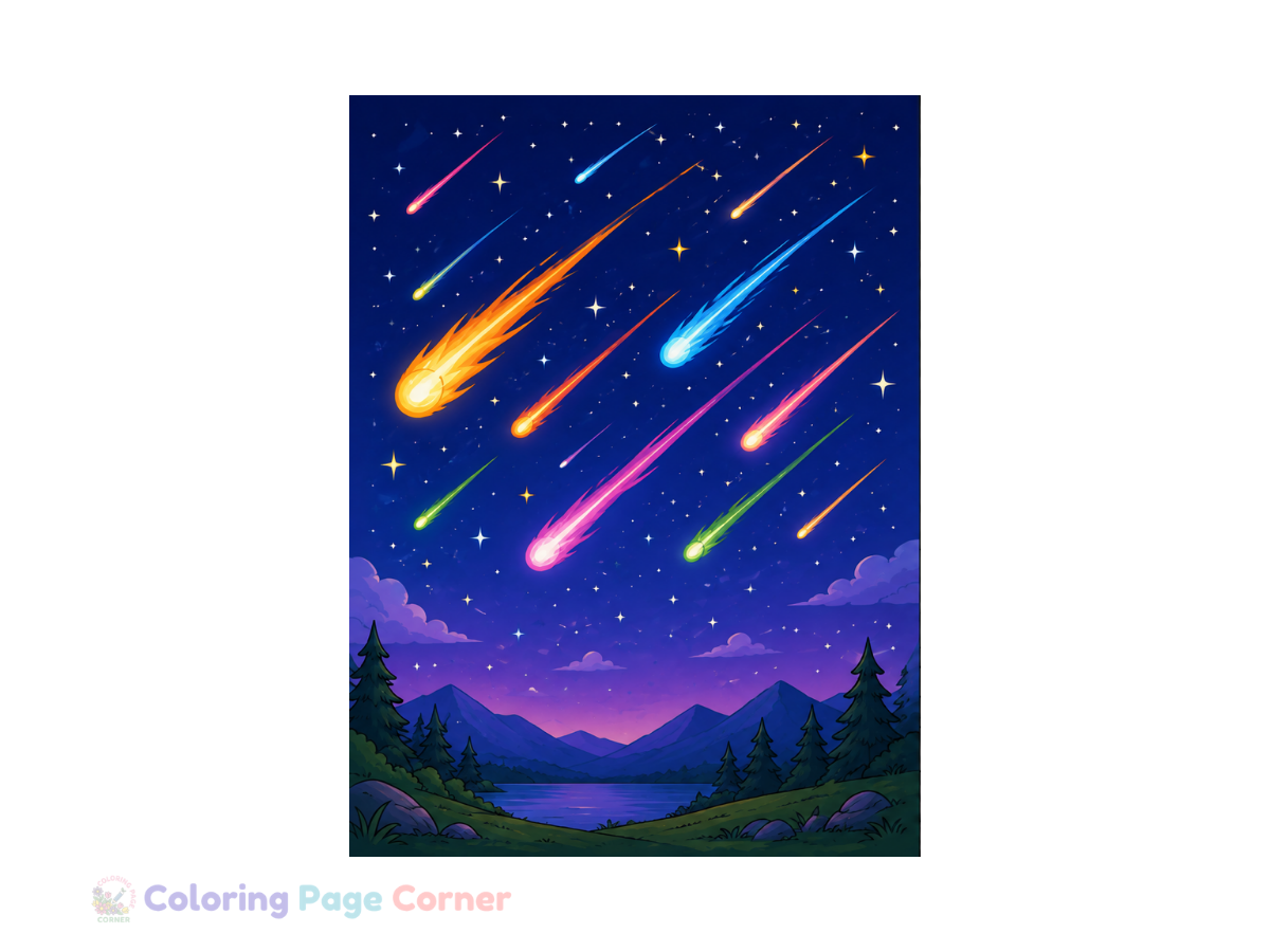 Free Meteor Shower Coloring Page