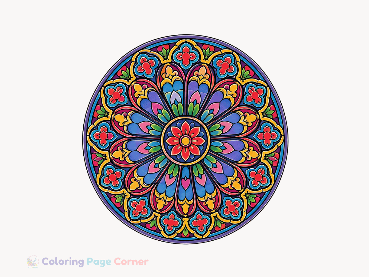Rose Window Mandala Coloring Page