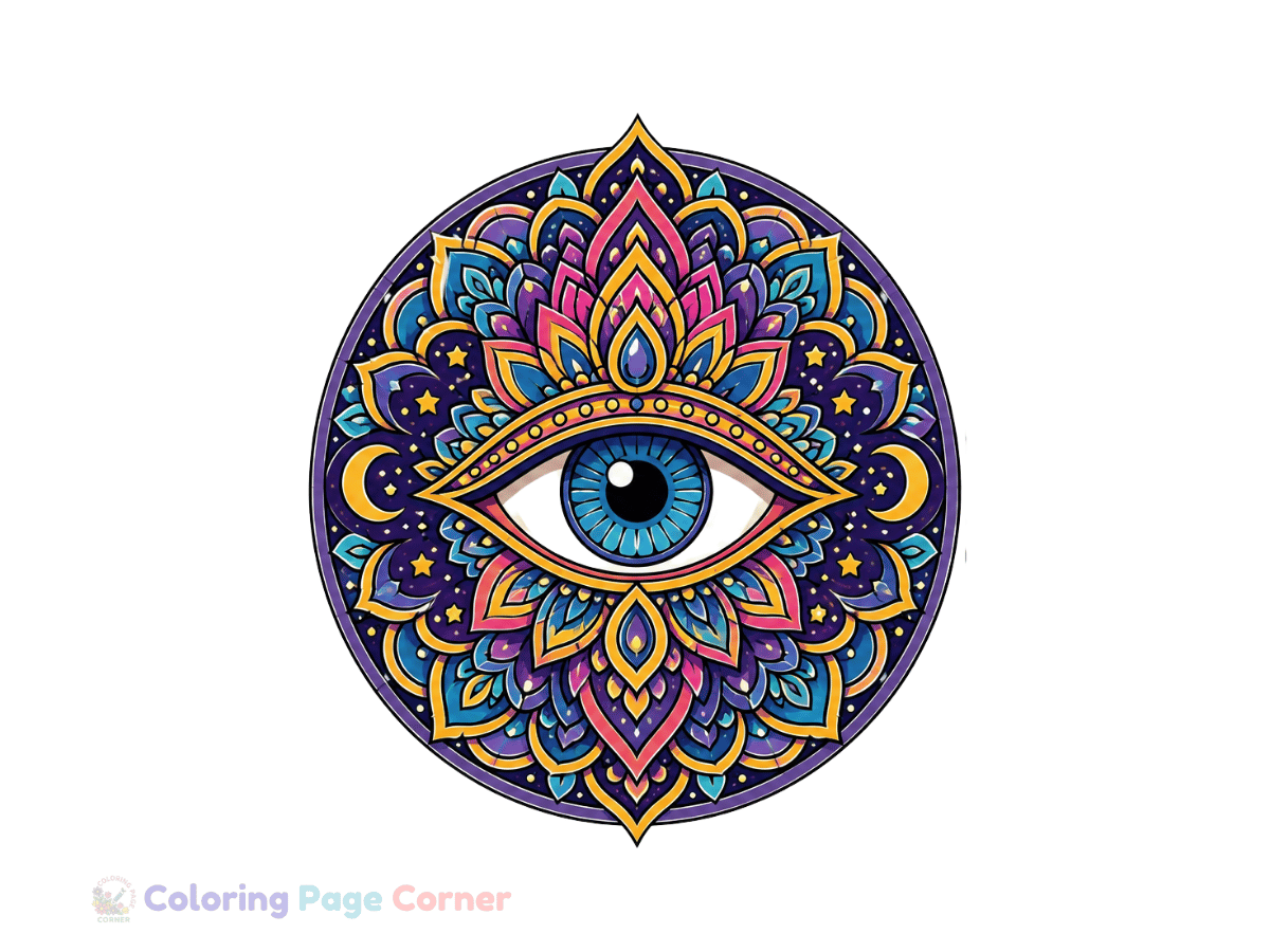 Free Mystic Eye Mandala Coloring Page