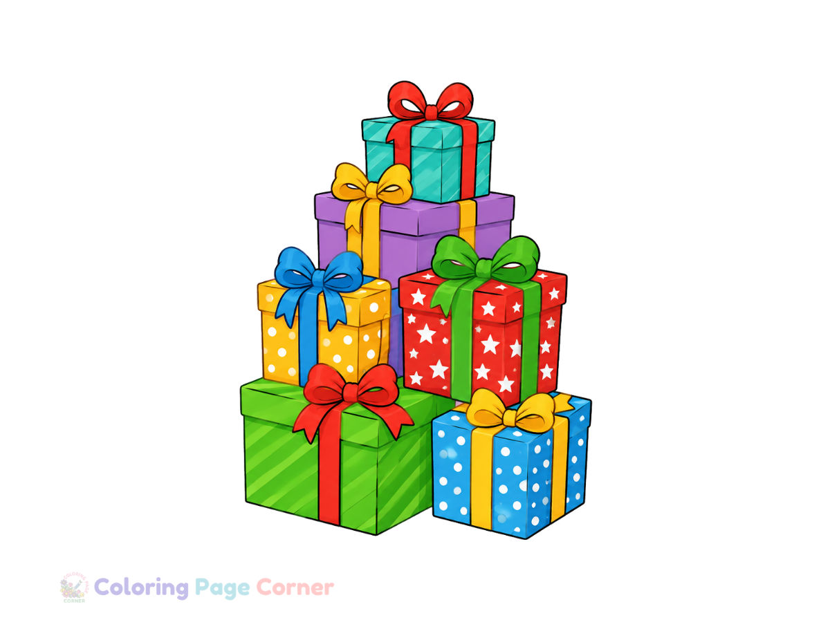 Holiday Gift Boxes Coloring Page